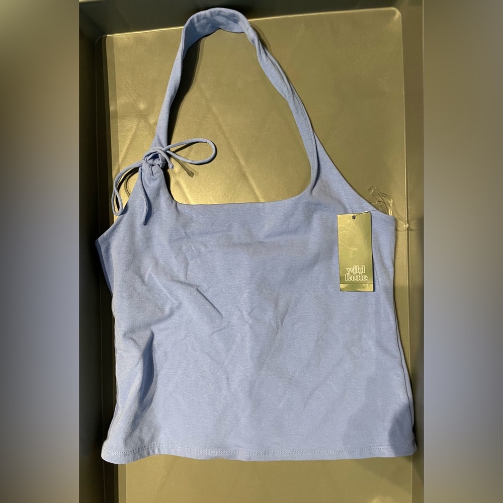 Wild Fable Women's Side-Tie Halter Tank Top Blue Size Medium NWT